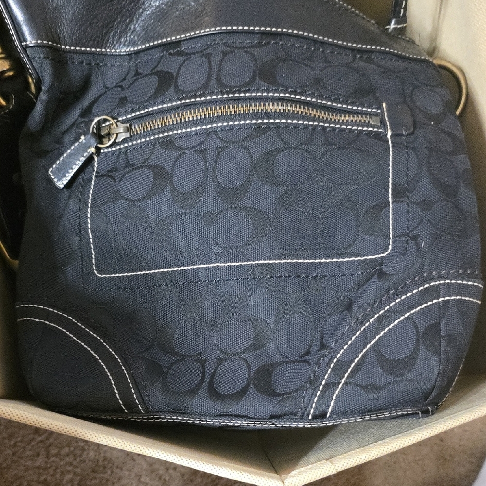 VintageCoach Black Signature Shoulder Bag